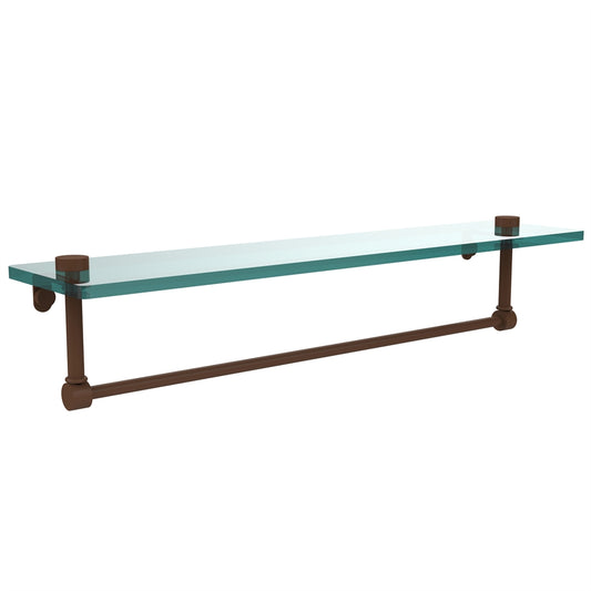 NS-1/22TB-ABZ 22 Inch Glass Vanity Shelf with Integrated Towel Bar, Antique Bronze