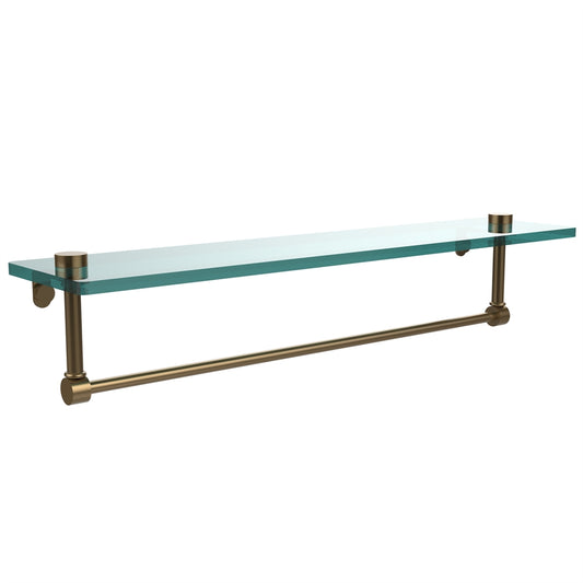 NS-1/22TB-BBR 22 Inch Glass Vanity Shelf with Integrated Towel Bar, Brushed Bronze