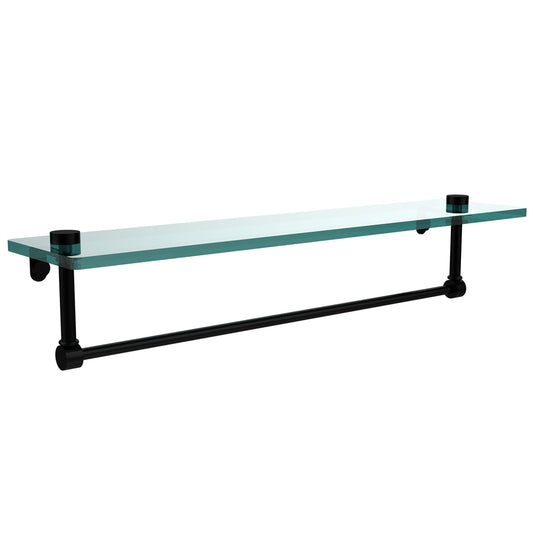 NS-1/22TB-BKM 22 Inch Glass Vanity Shelf with Integrated Towel Bar, Matte Black