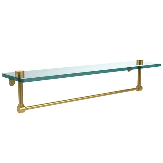 NS-1/22TB-PB 22 Inch Glass Vanity Shelf with Integrated Towel Bar, Polished Brass