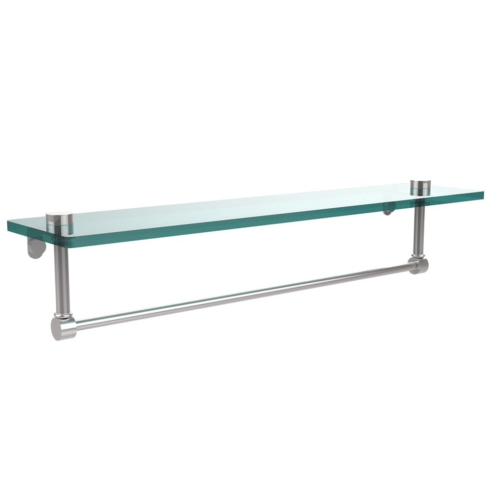 NS-1/22TB-PC 22 Inch Glass Vanity Shelf with Integrated Towel Bar, Polished Chrome