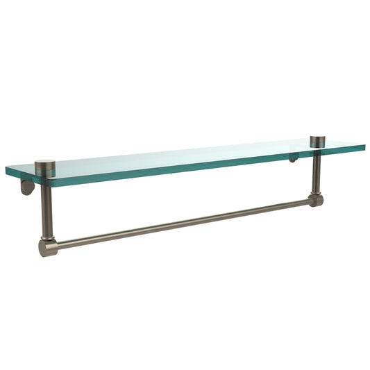 NS-1/22TB-PEW 22 Inch Glass Vanity Shelf with Integrated Towel Bar, Antique Pewter