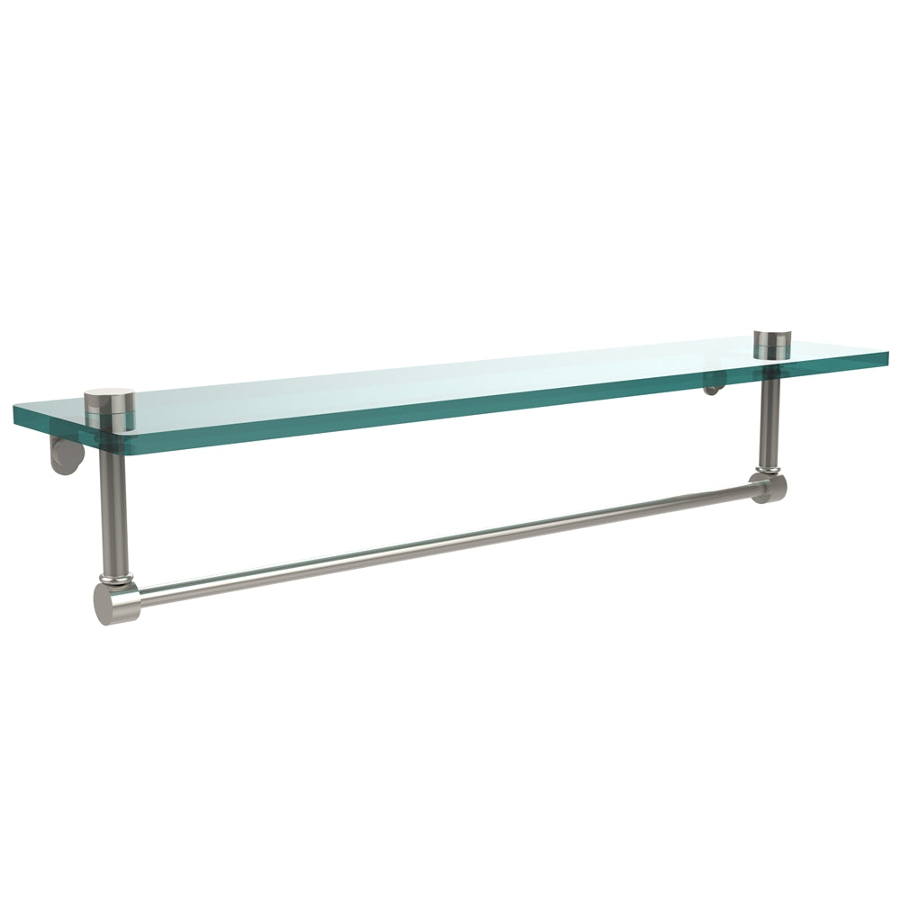 NS-1/22TB-PNI 22 Inch Glass Vanity Shelf with Integrated Towel Bar, Polished Nickel