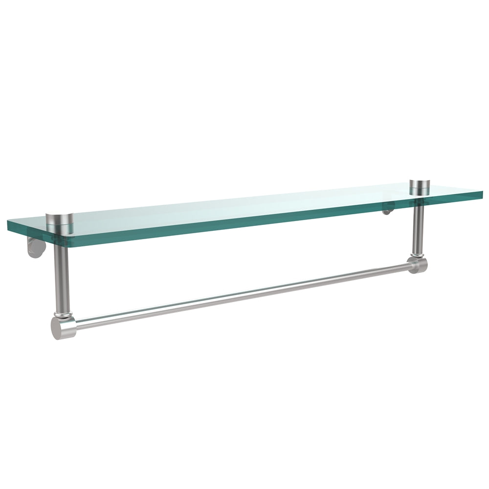 NS-1/22TB-SCH 22 Inch Glass Vanity Shelf with Integrated Towel Bar, Satin Chrome