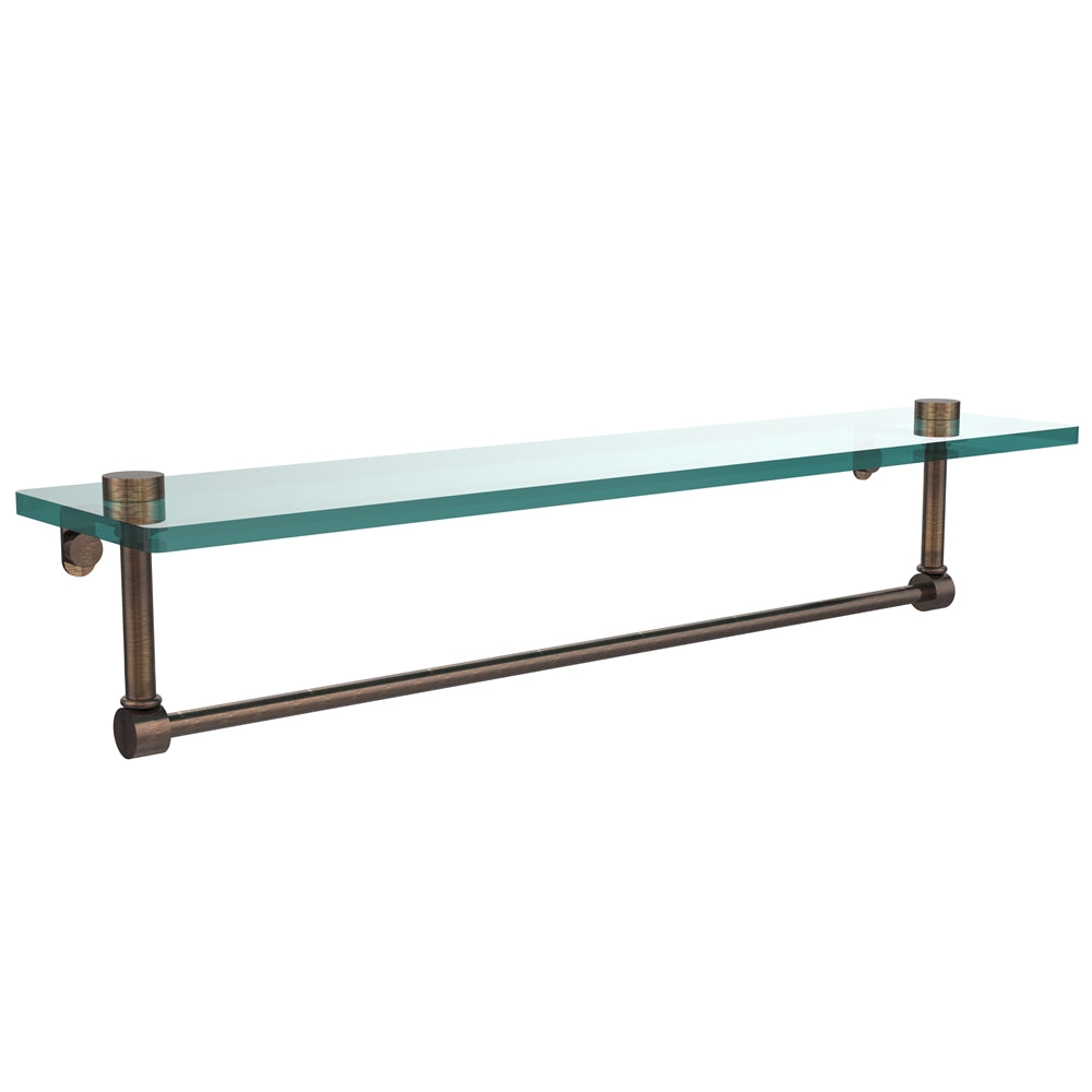 NS-1/22TB-VB 22 Inch Glass Vanity Shelf with Integrated Towel Bar, Venetian Bronze