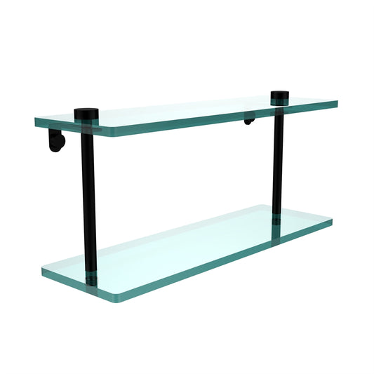 NS-2/16-BKM 16 Inch Two Tiered Glass Shelf, Matte Black