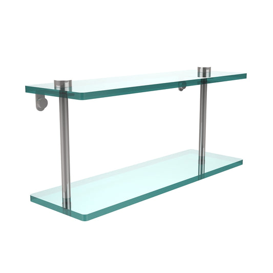 NS-2/16-PC 16 Inch Two Tiered Glass Shelf, Polished Chrome