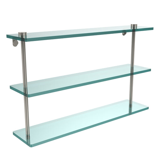 NS-5/22-PNI 22 Inch Triple Tiered Glass Shelf, Polished Nickel