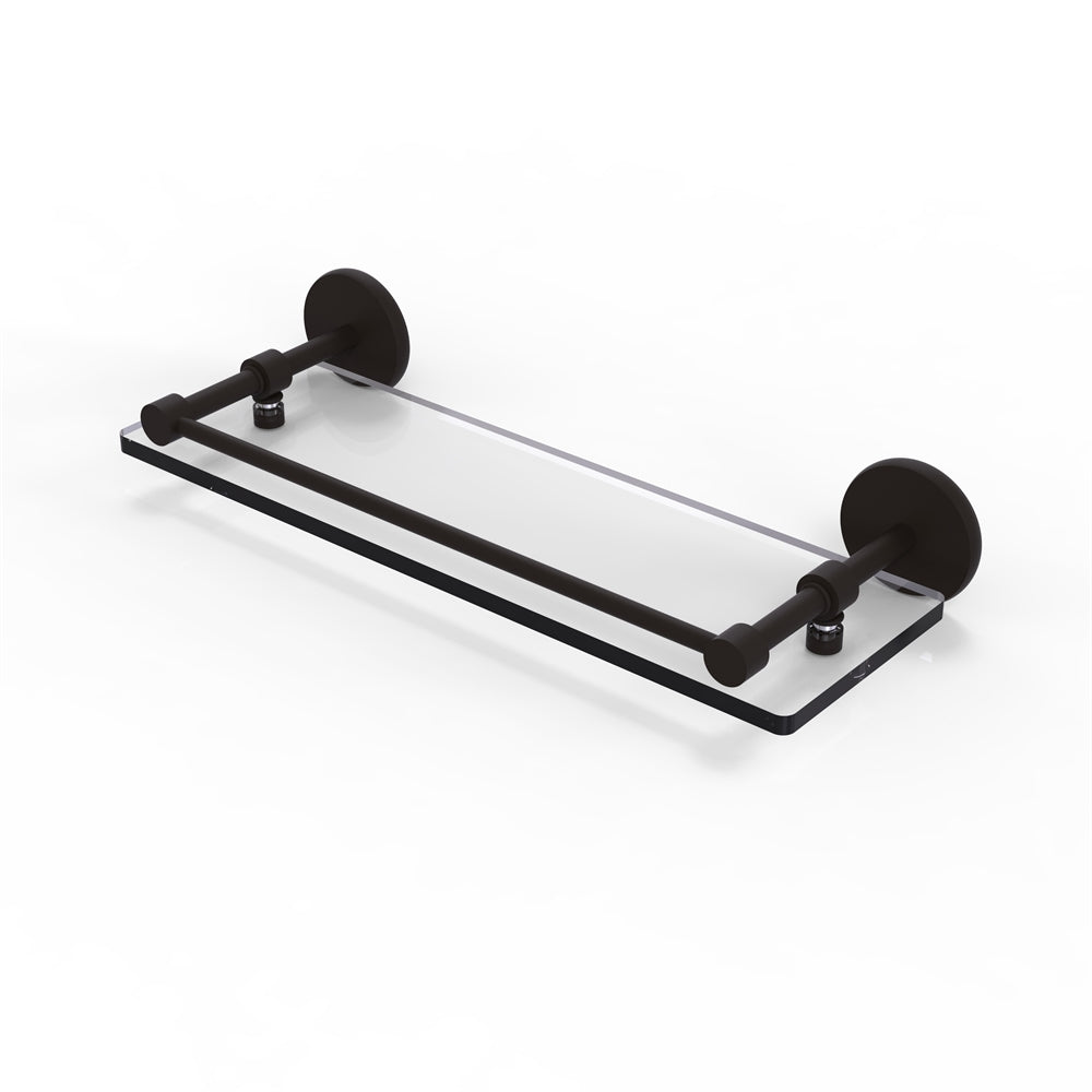 P1000-1/16-GAL-ORB 16 Inch Tempered Glass Shelf with Gallery Rail, Oil Rubbed Bronze