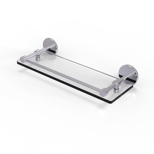 P1000-1/16-GAL-PC 16 Inch Tempered Glass Shelf with Gallery Rail, Polished Chrome