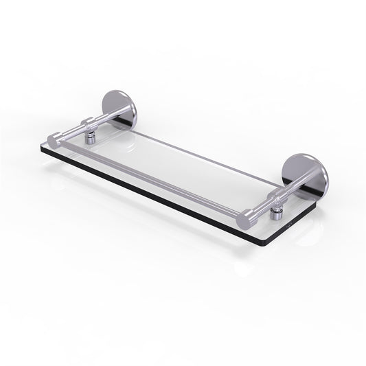 P1000-1/16-GAL-SCH 16 Inch Tempered Glass Shelf with Gallery Rail, Satin Chrome