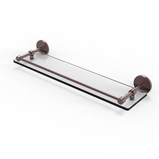 P1000-1/22-GAL-CA 22 Inch Tempered Glass Shelf with Gallery Rail, Antique Copper