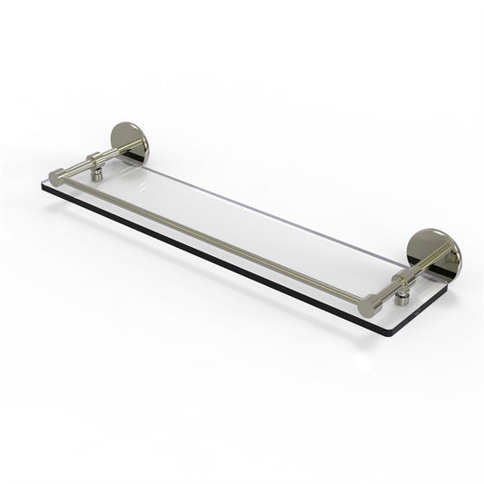 P1000-1/22-GAL-PNI 22 Inch Tempered Glass Shelf with Gallery Rail, Polished Nickel