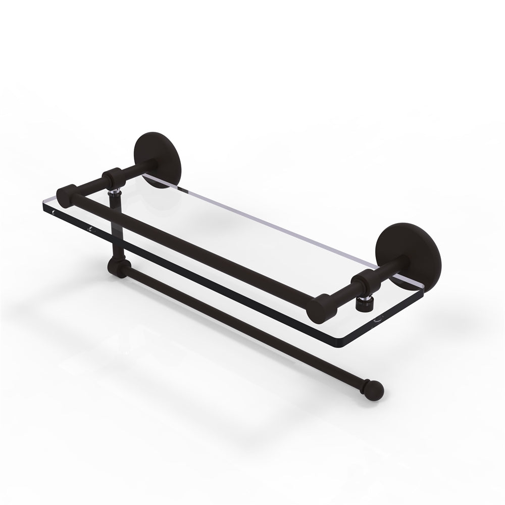 P1000-1PT/16-GAL-ORB Prestige Skyline Collection Paper Towel Holder with 16 Inch Gallery Glass Shelf, Oil Rubbed Bronze