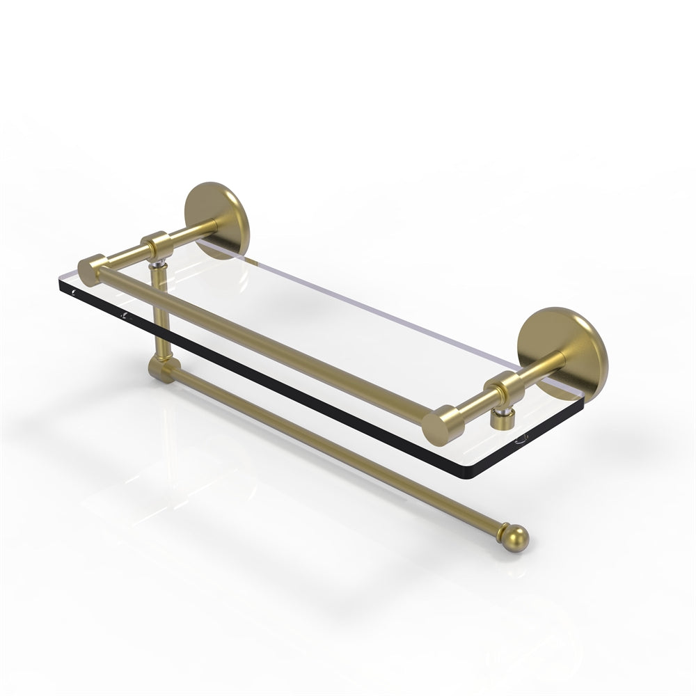 P1000-1PT/16-GAL-SBR Prestige Skyline Collection Paper Towel Holder with 16 Inch Gallery Glass Shelf, Satin Brass