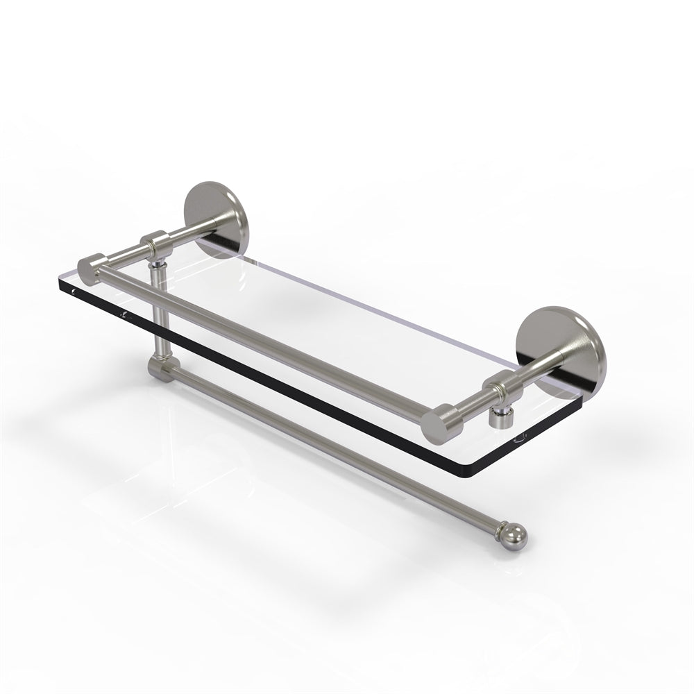 P1000-1PT/16-GAL-SN Prestige Skyline Collection Paper Towel Holder with 16 Inch Gallery Glass Shelf, Satin Nickel