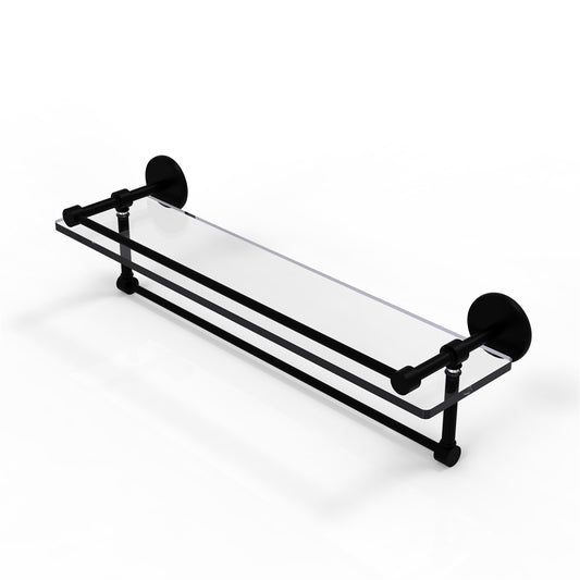 P1000-1TB/22-GAL-BKM 22 Inch Gallery Glass Shelf with Towel Bar, Matte Black