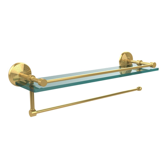 PMC-1PT/22-GAL-PB Prestige Monte Carlo Collection Paper Towel Holder with 22 Inch Gallery Glass Shelf, Polished Brass