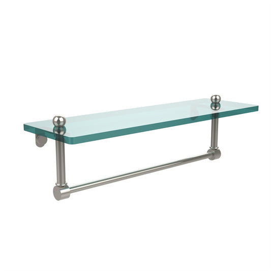 PR-1/16TB-PNI 16 Inch Glass Vanity Shelf with Integrated Towel Bar, Polished Nickel