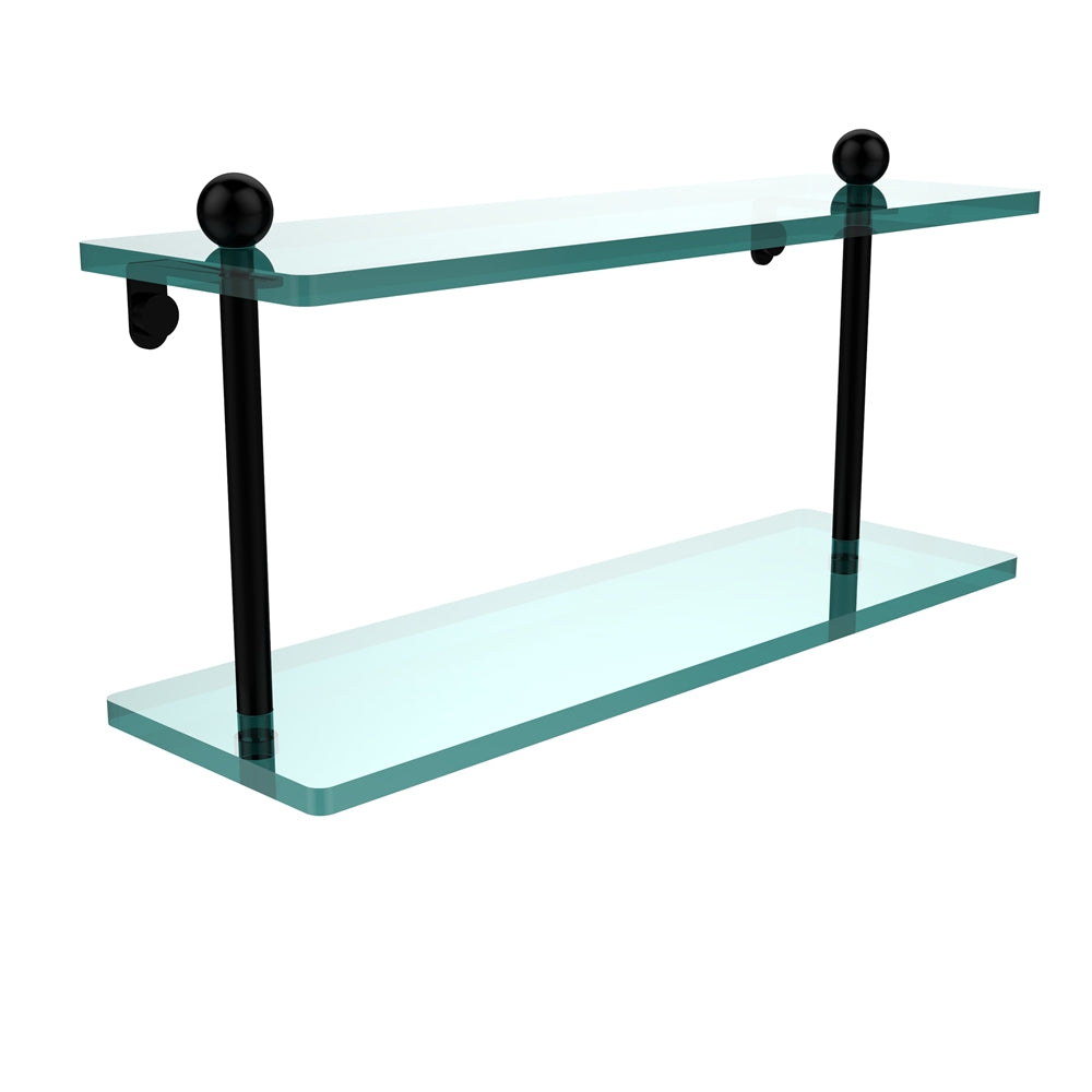 PR-2/16-BKM 16 Inch Two Tiered Glass Shelf, Matte Black