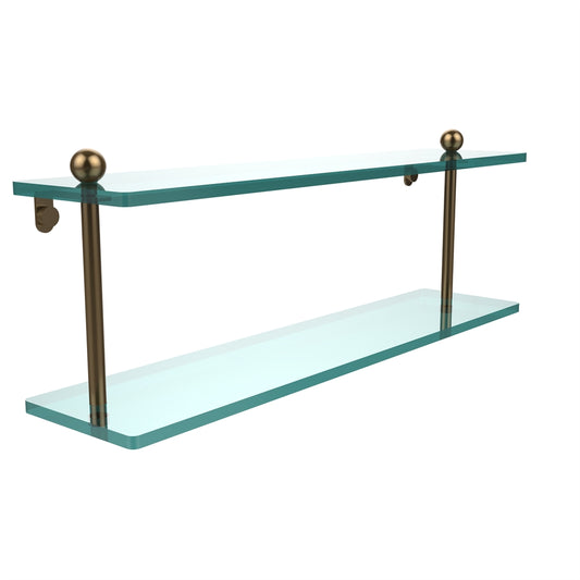 PR-2/22-BBR 22 Inch Two Tiered Glass Shelf, Brushed Bronze