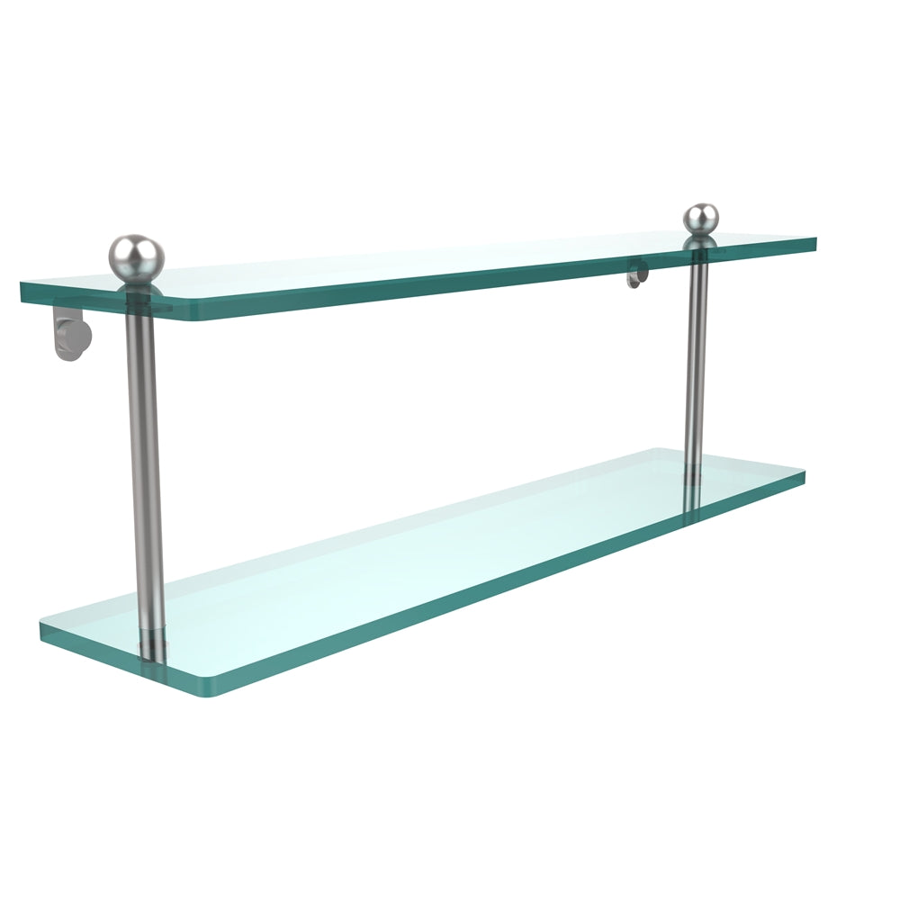 PR-2/22-SCH 22 Inch Two Tiered Glass Shelf, Satin Chrome