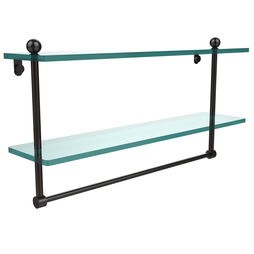 PR-2/22TB-ORB 22 Inch Two Tiered Glass Shelf with Integrated Towel Bar, Oil Rubbed Bronze