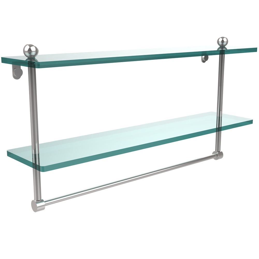 PR-2/22TB-PC 22 Inch Two Tiered Glass Shelf with Integrated Towel Bar, Polished Chrome