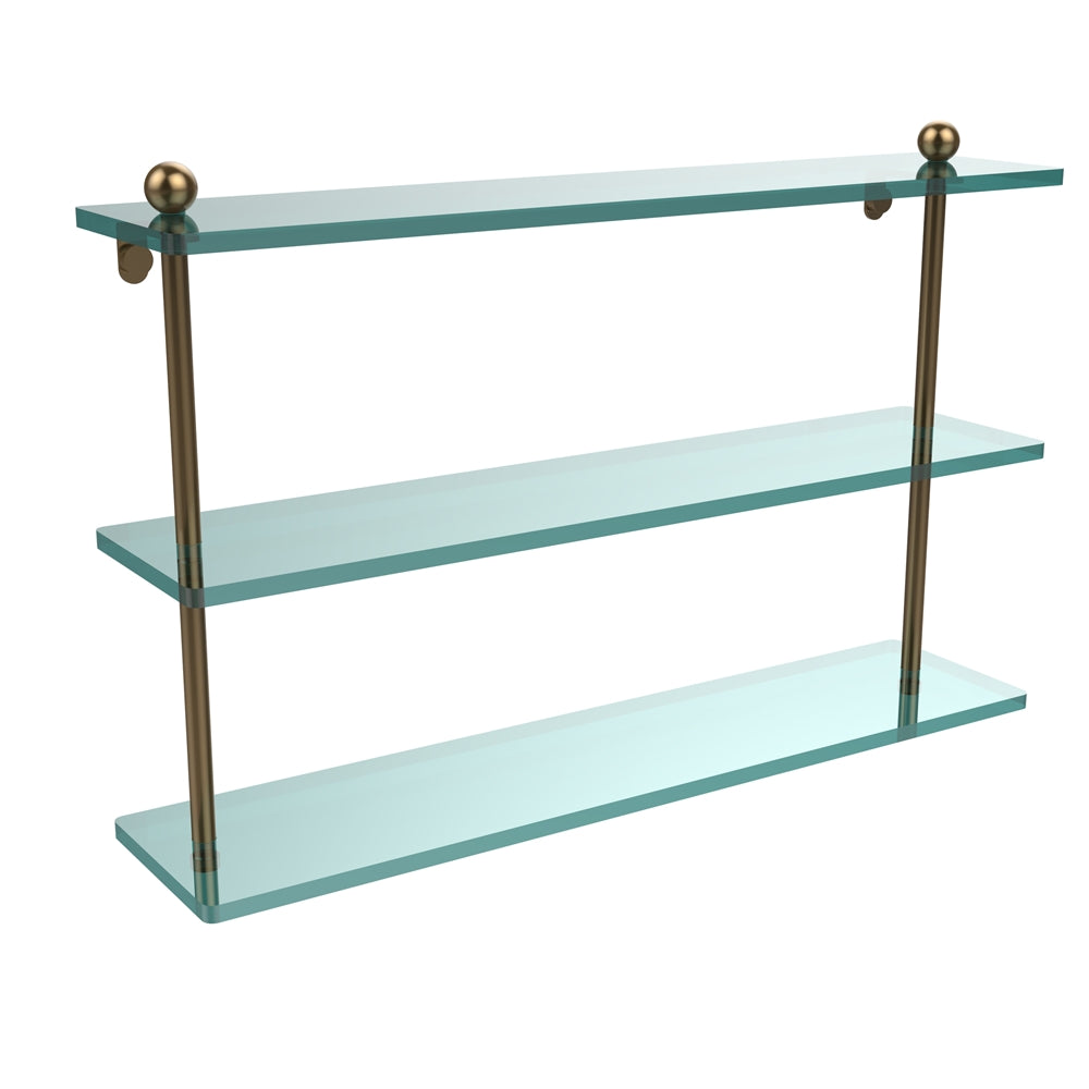 PR-5/22-BBR 22 Inch Triple Tiered Glass Shelf, Brushed Bronze