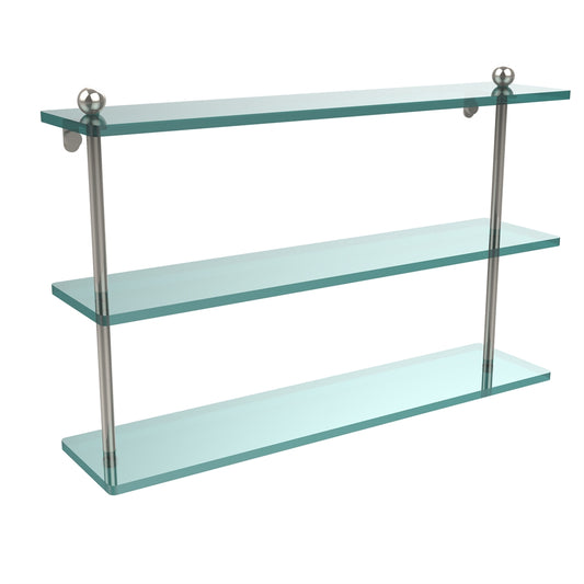 PR-5/22-PNI 22 Inch Triple Tiered Glass Shelf, Polished Nickel