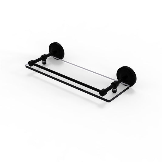 PRBP-1/16-GAL-BKM Prestige Regal 16 Inch Tempered Glass Shelf with Gallery Rail, Matte Black