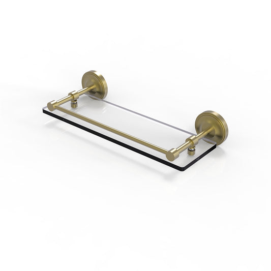 PRBP-1/16-GAL-SBR Prestige Regal 16 Inch Tempered Glass Shelf with Gallery Rail, Satin Brass