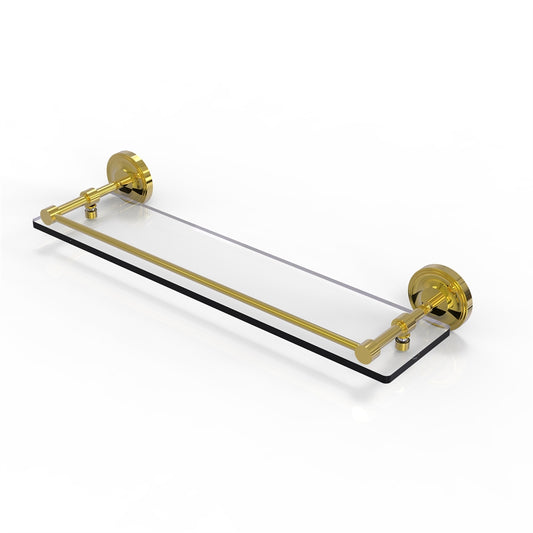 PRBP-1/22-GAL-PB Prestige Regal 22 Inch Tempered Glass Shelf with Gallery Rail, Polished Brass