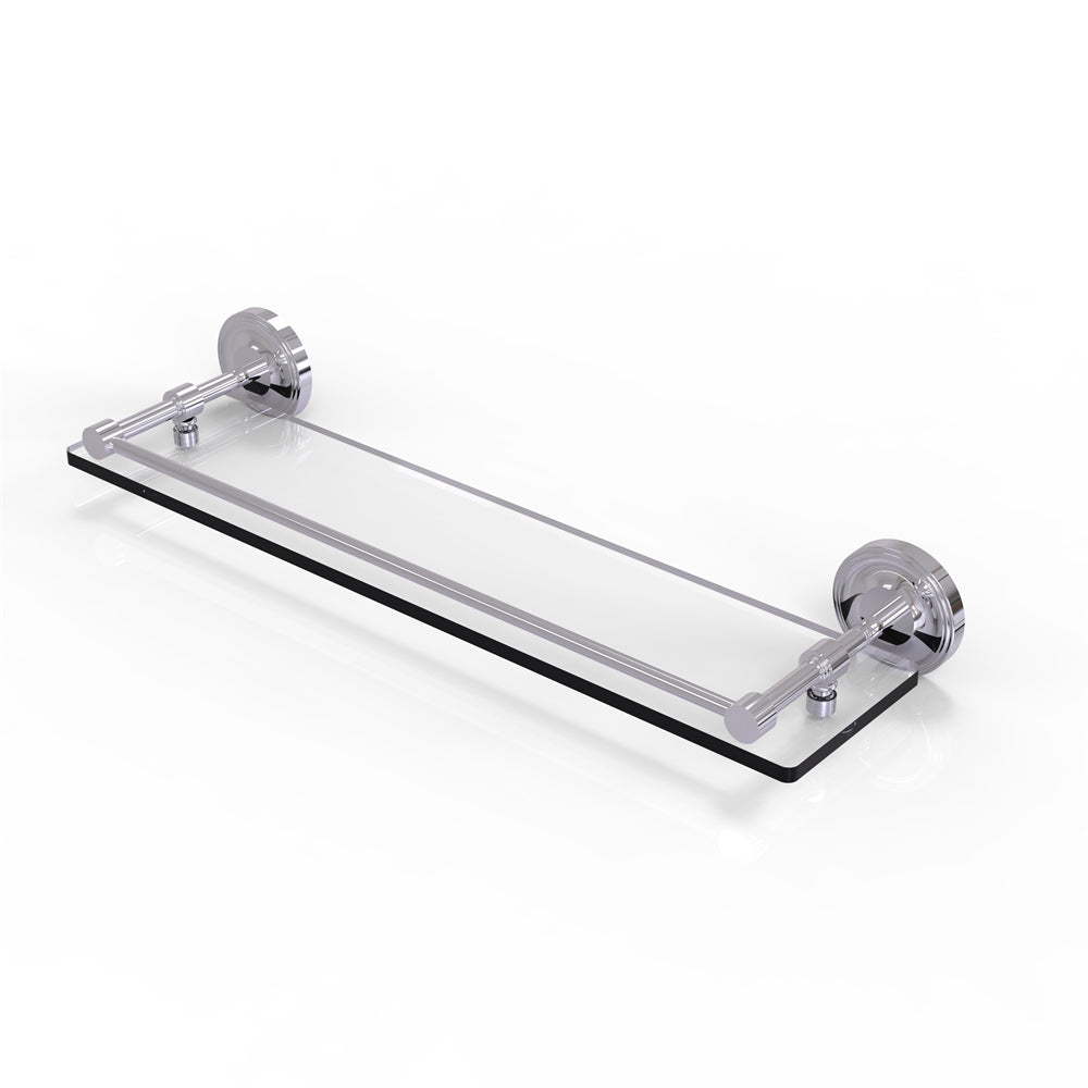 PRBP-1/22-GAL-PC Prestige Regal 22 Inch Tempered Glass Shelf with Gallery Rail, Polished Chrome