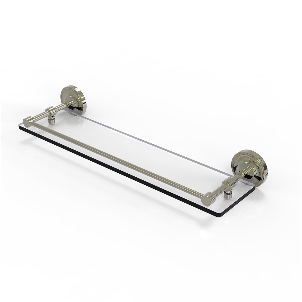 PRBP-1/22-GAL-PNI Prestige Regal 22 Inch Tempered Glass Shelf with Gallery Rail, Polished Nickel