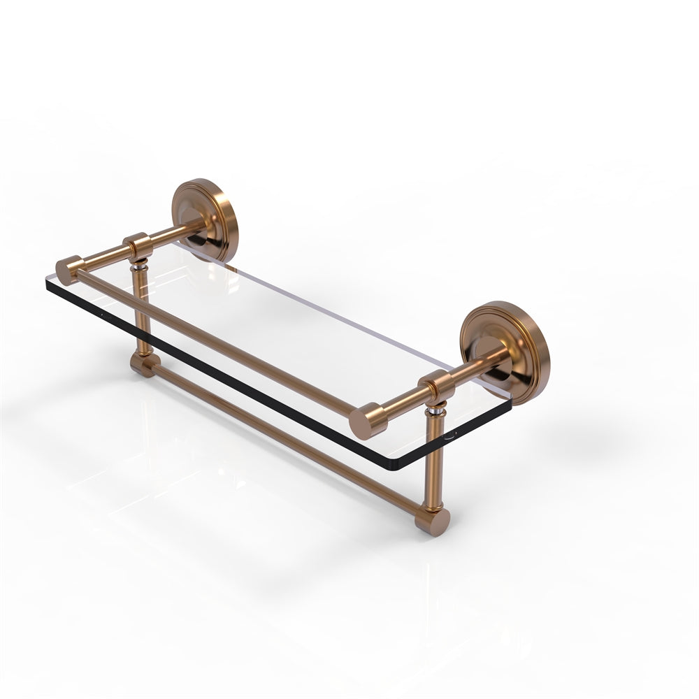 PRBP-1TB/16-GAL-BBR 16 Inch Gallery Glass Shelf with Towel Bar, Brushed Bronze