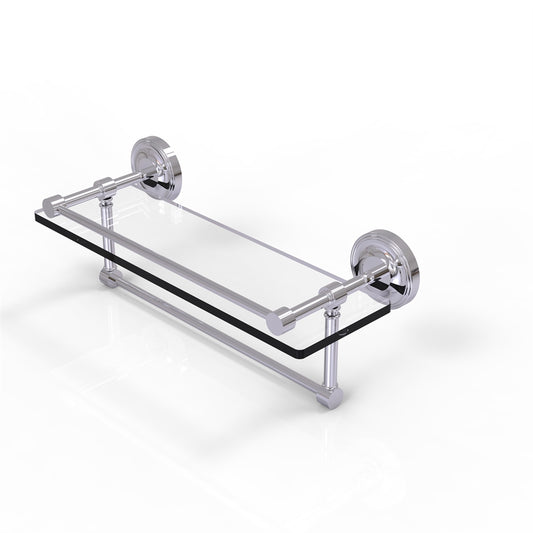 PRBP-1TB/16-GAL-PC 16 Inch Gallery Glass Shelf with Towel Bar, Polished Chrome