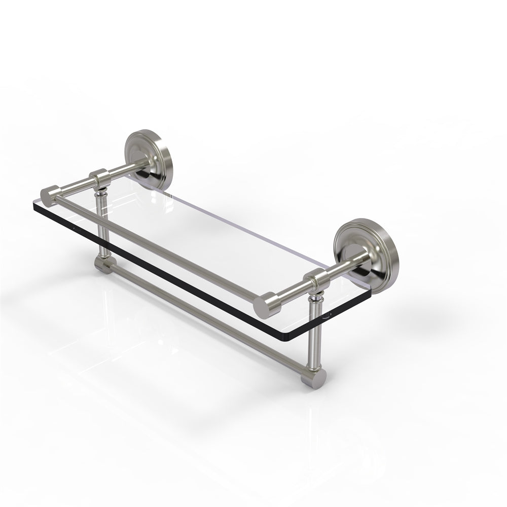 PRBP-1TB/16-GAL-SN 16 Inch Gallery Glass Shelf with Towel Bar, Satin Nickel