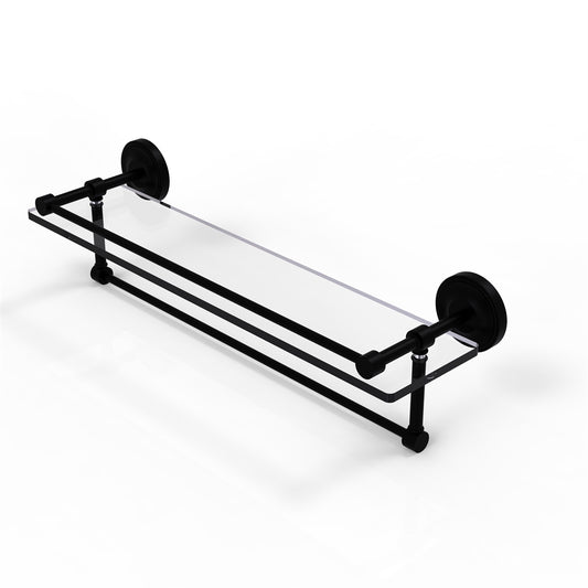 PRBP-1TB/22-GAL-BKM 22 Inch Gallery Glass Shelf with Towel Bar, Matte Black