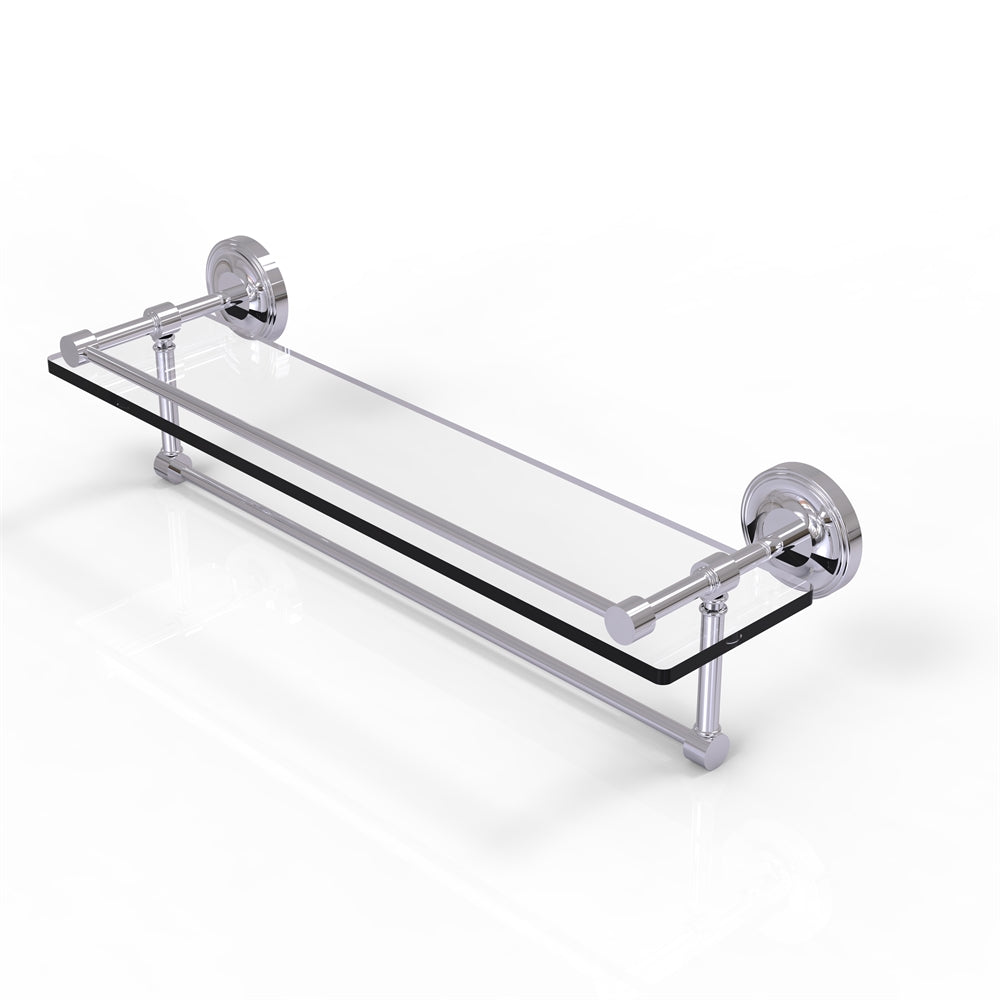 PRBP-1TB/22-GAL-PC 22 Inch Gallery Glass Shelf with Towel Bar, Polished Chrome