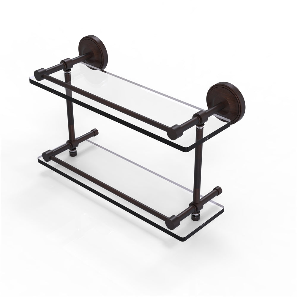 PRBP-2/16-GAL-VB Prestige Regal 16 Inch Double Glass Shelf with Gallery Rail, Venetian Bronze