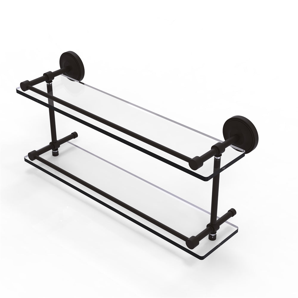 PRBP-2/22-GAL-ORB Prestige Regal 22 Inch Double Glass Shelf with Gallery Rail, Oil Rubbed Bronze