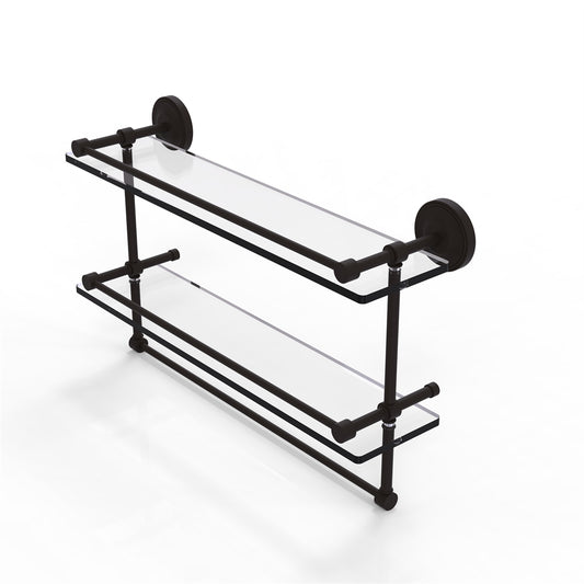 PRBP-2TB/22-GAL-ORB 22 Inch Gallery Double Glass Shelf with Towel Bar, Oil Rubbed Bronze