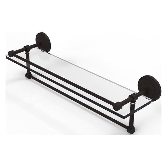 QN-1TB/22-GAL-ORB 22 Inch Gallery Glass Shelf with Towel Bar, Oil Rubbed Bronze