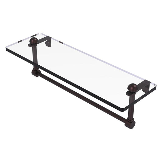 RC-1/16TB-ABZ 16 Inch Glass Vanity Shelf with Integrated Towel Bar, Antique Bronze