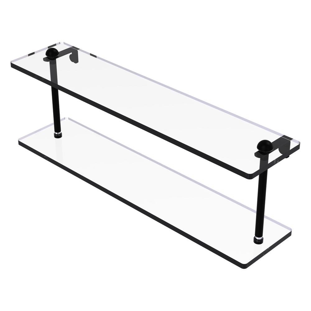 RC-2/22-BKM 22 Inch Two Tiered Glass Shelf, Matte Black