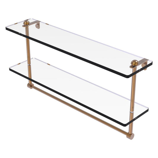 RC-2/22TB-BBR 22 Inch Two Tiered Glass Shelf with Integrated Towel Bar, Brushed Bronze