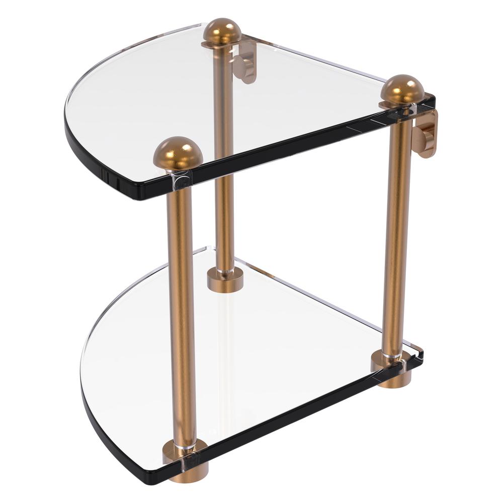 RC-3-BBR Two Tier Corner Glass Shelf, Brushed Bronze