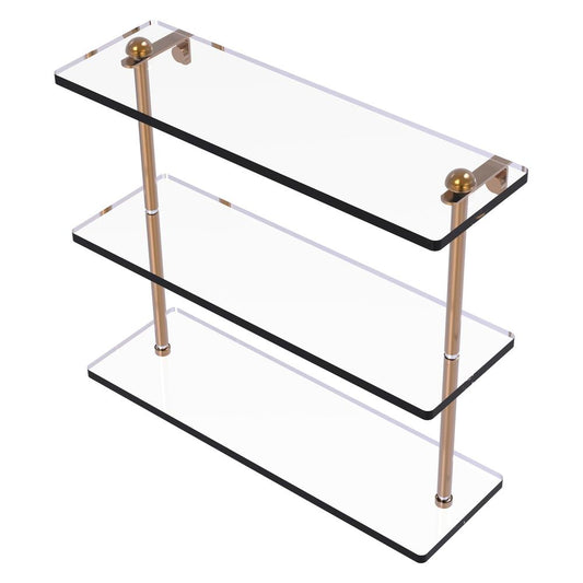 RC-5/16-BBR 16 Inch Triple Tiered Glass Shelf, Brushed Bronze