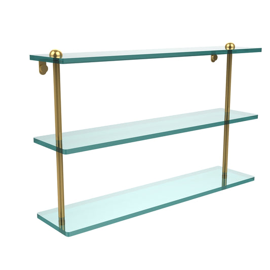 RC-5/22-UNL 22 Inch Triple Tiered Glass Shelf, Unlacquered Brass